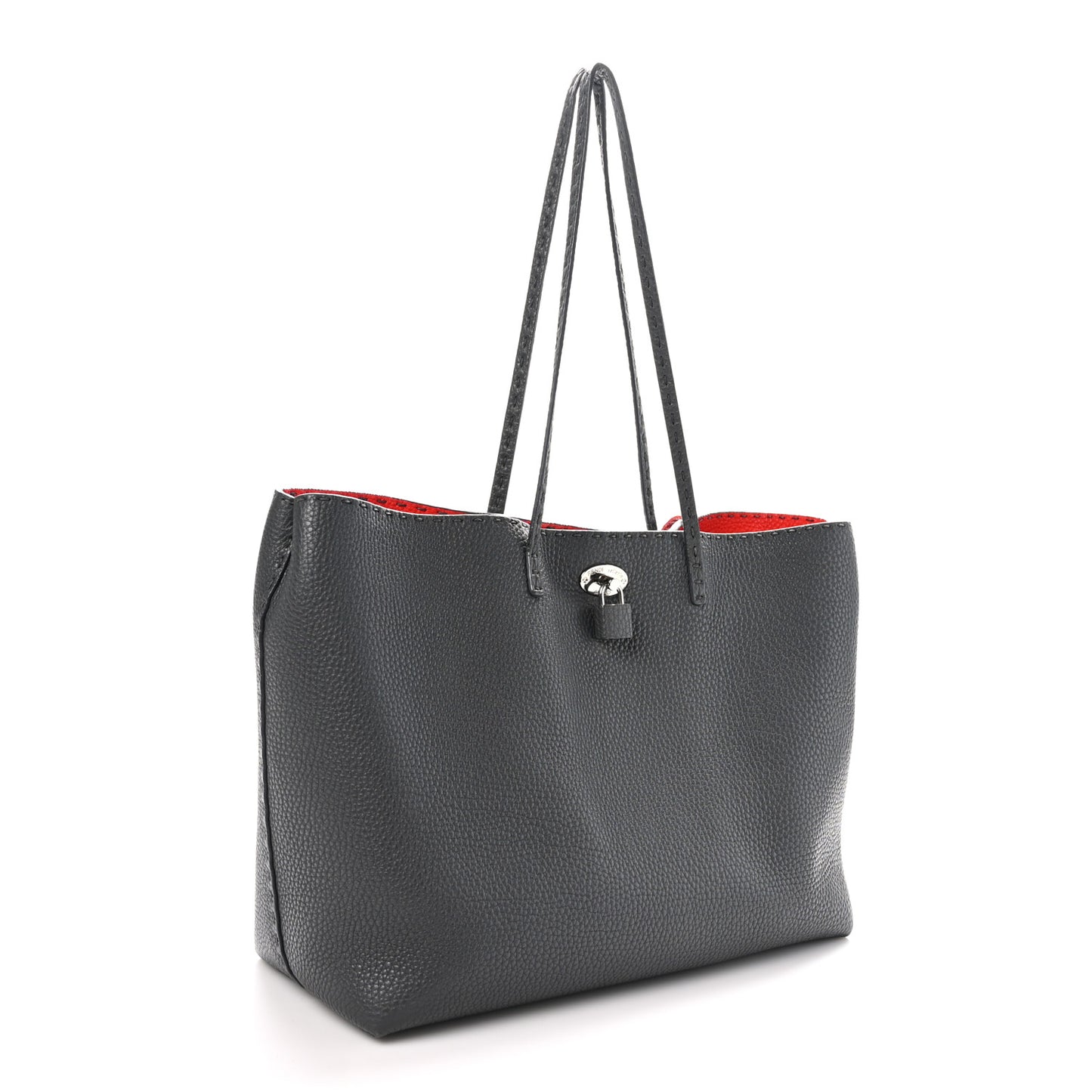 Cuoio Romano Selleria Bi-Color Large Carla Shopping Tote Asfalto Papavero