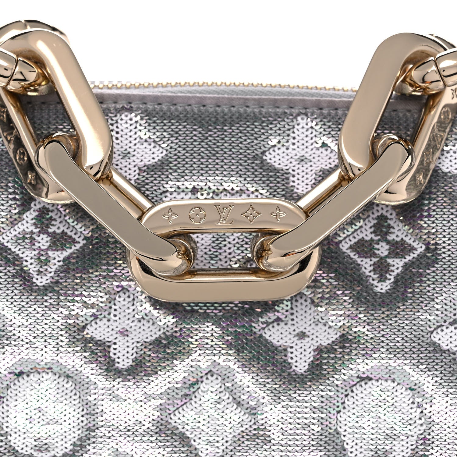 Louis Vuitton Satin Sequin Embroidered Monogram Coussin BB Silver 8 of 12
