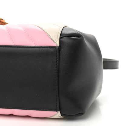 Gucci Calfskin Bamboo Trapuntata Queen Margaret Top Handle Bag Blue Agata Hibiscus Red Mystic White Sugar Pink 13 of 16