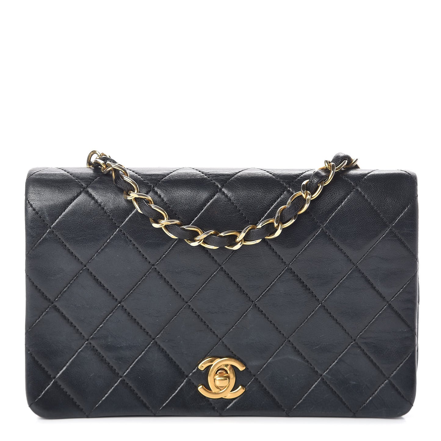 Lambskin Quilted Small Single Flap Bag Black