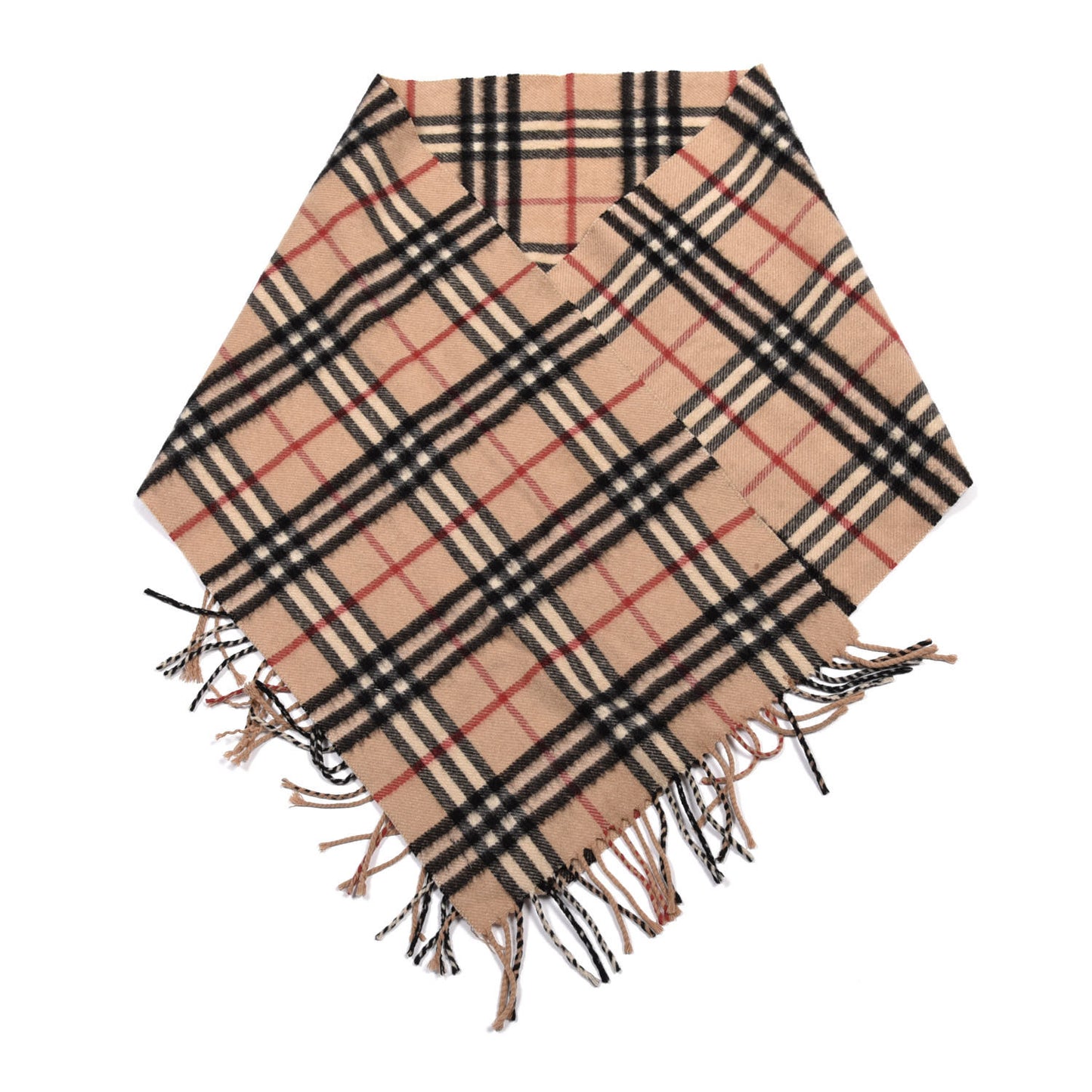 Lambswool Check Fringe Scarf Camel