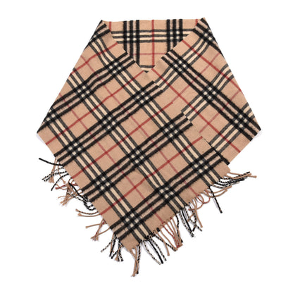 Burberry Lambswool Check Fringe Scarf Camel 2 of 4
