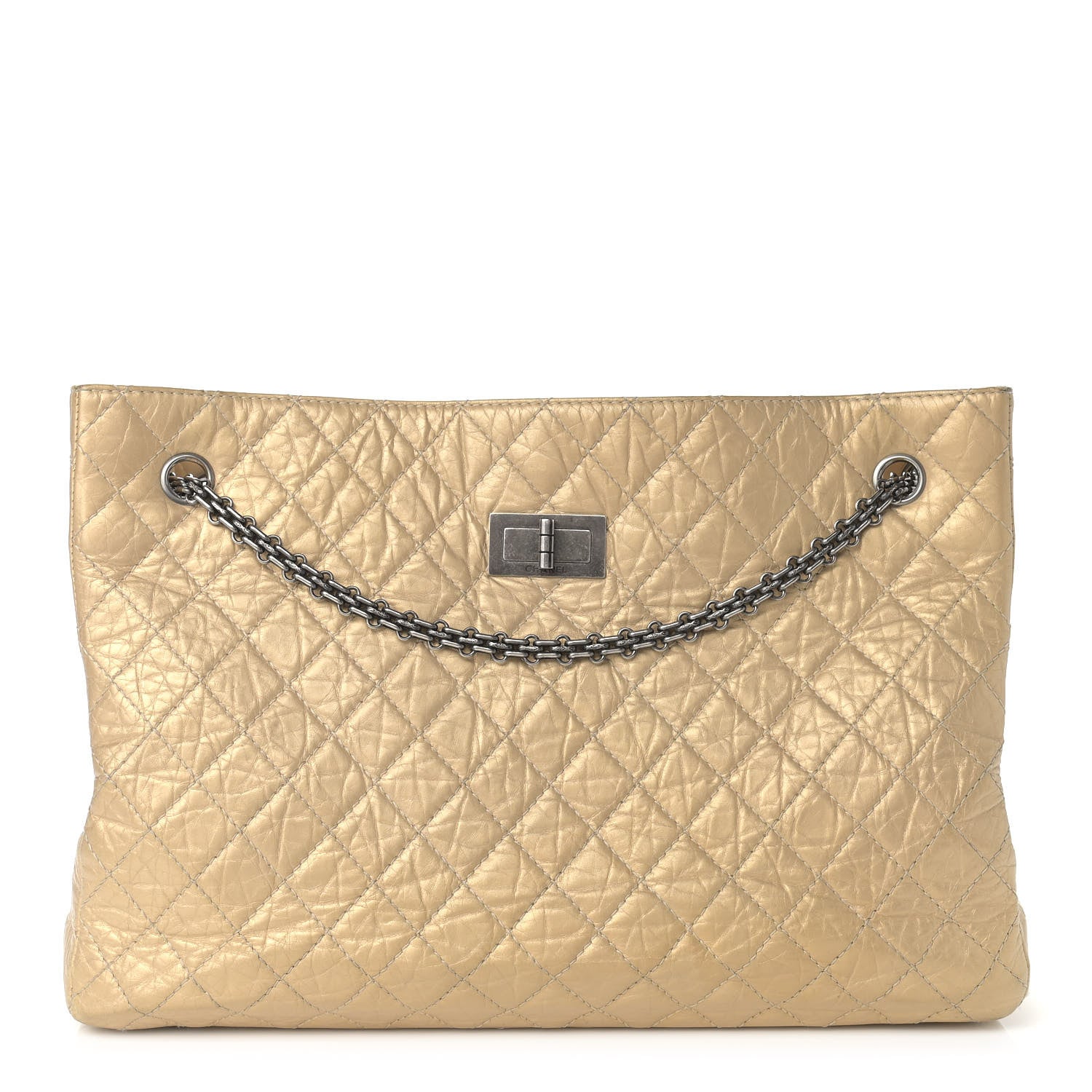 Chanel Metallic Aged Calfskin Quilted Reissue 2.55 Tote Light Gold 1 of 13