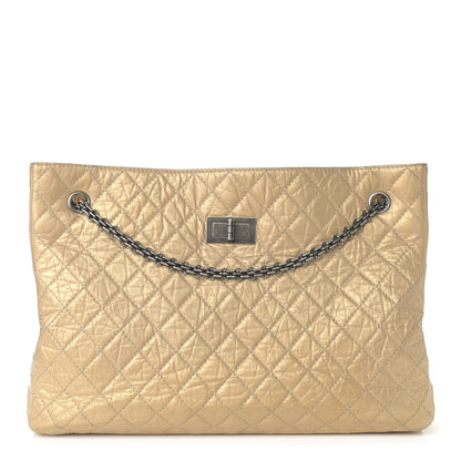 Chanel Metallic Aged Calfskin Quilted Reissue 2.55 Tote Light Gold 1 of 13
