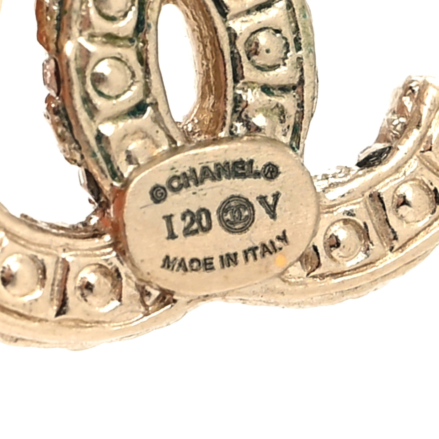 Chanel Metal Graduated Pearl Crystal CC Earrings Light Gold 4 of 4