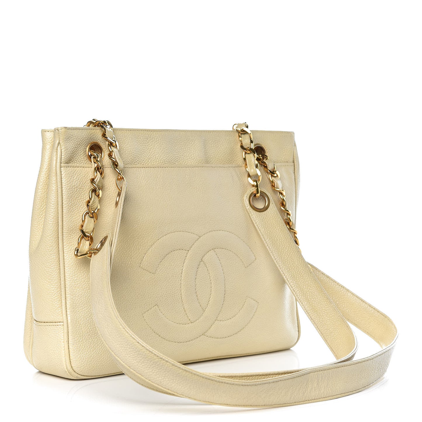 Caviar Flap Shoulder Bag Beige Clair