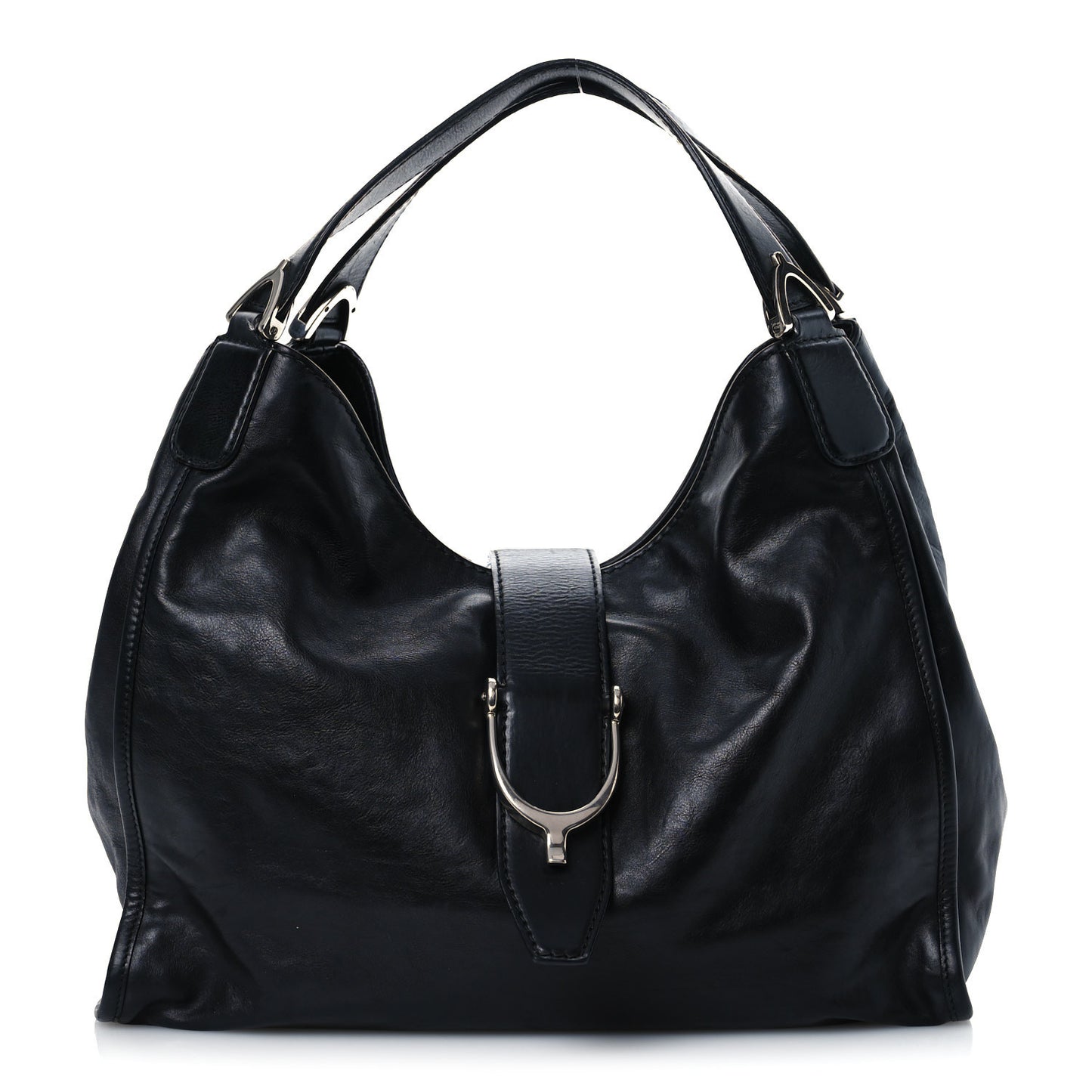 Calfskin Medium Soft Stirrup Shoulder Bag Black