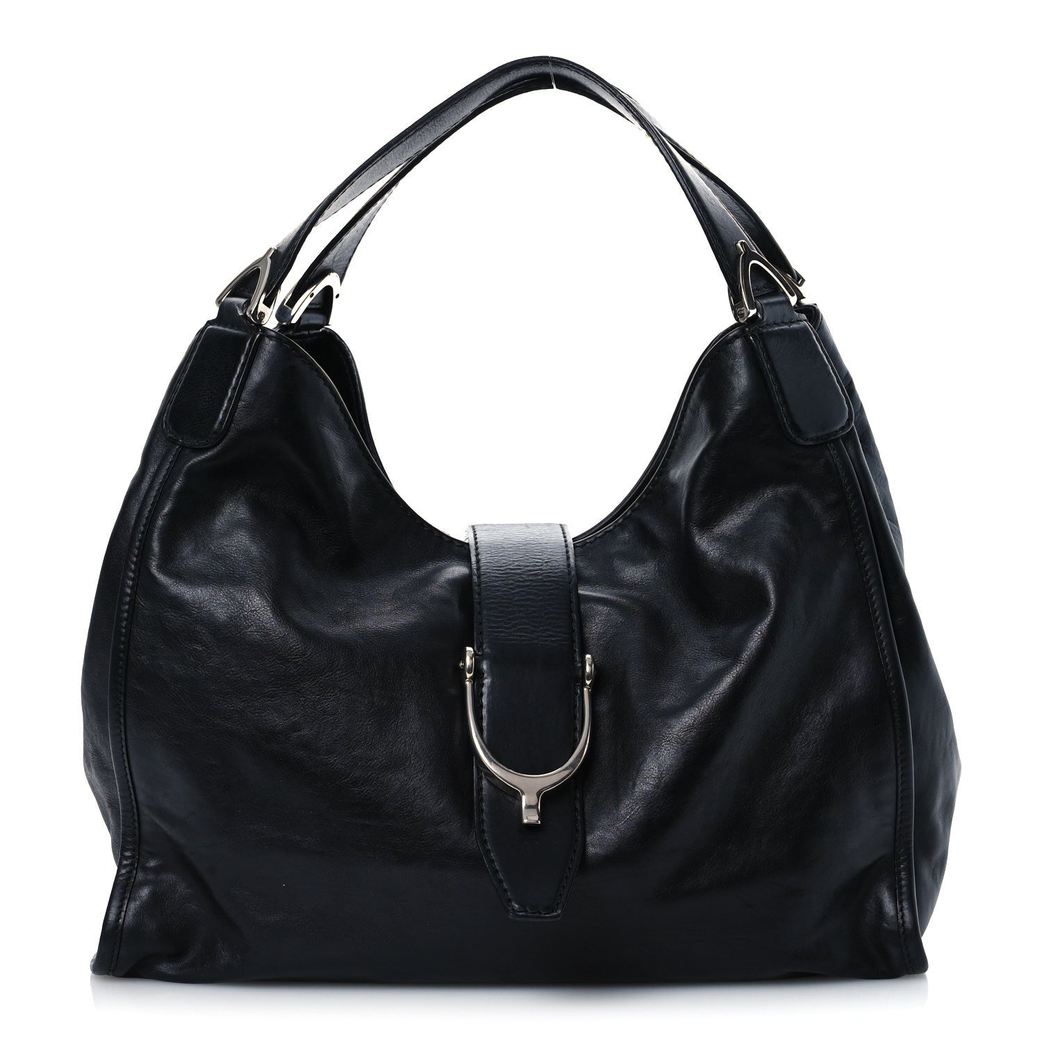 Gucci Calfskin Medium Soft Stirrup Shoulder Bag Black 1 of 14