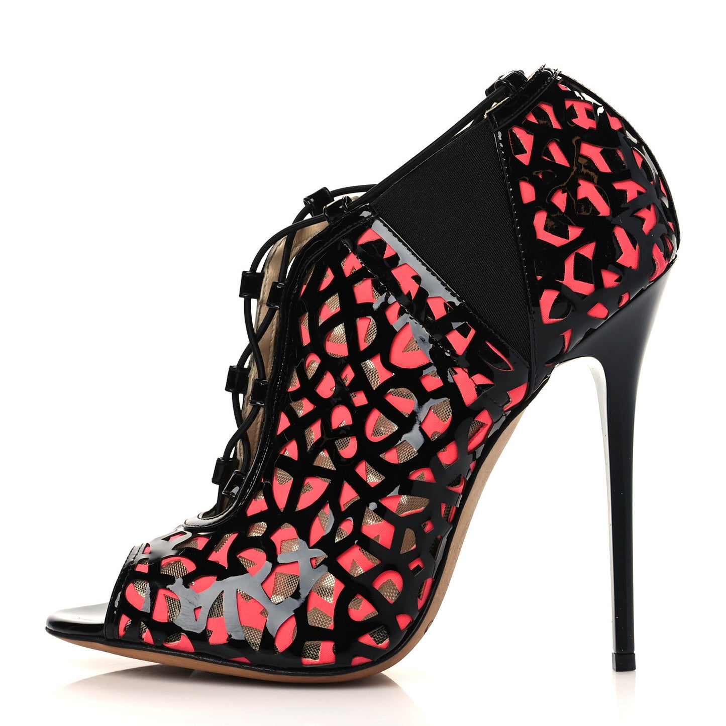 Patent Tactic Ankle Boots 38 Black Pink