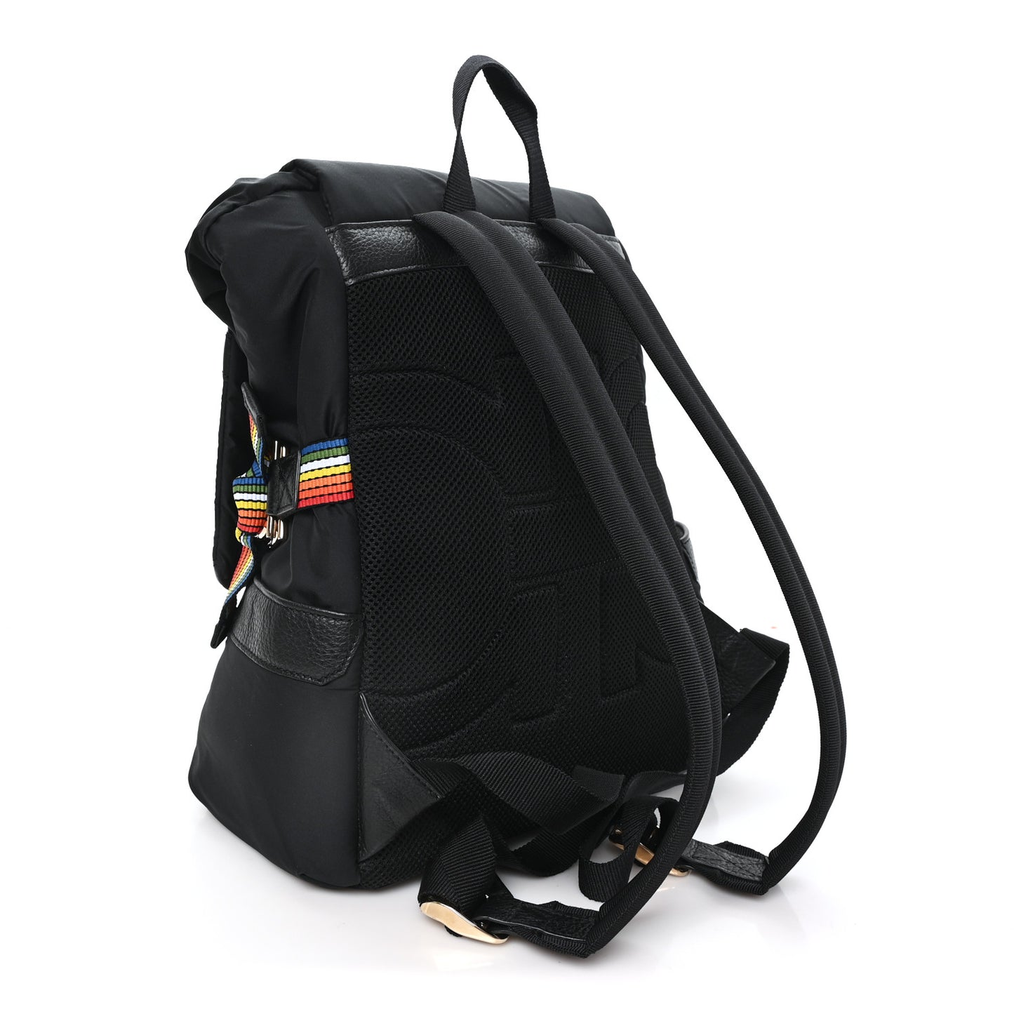 Nylon Calfskin Gancio Backpack Black Multicolor