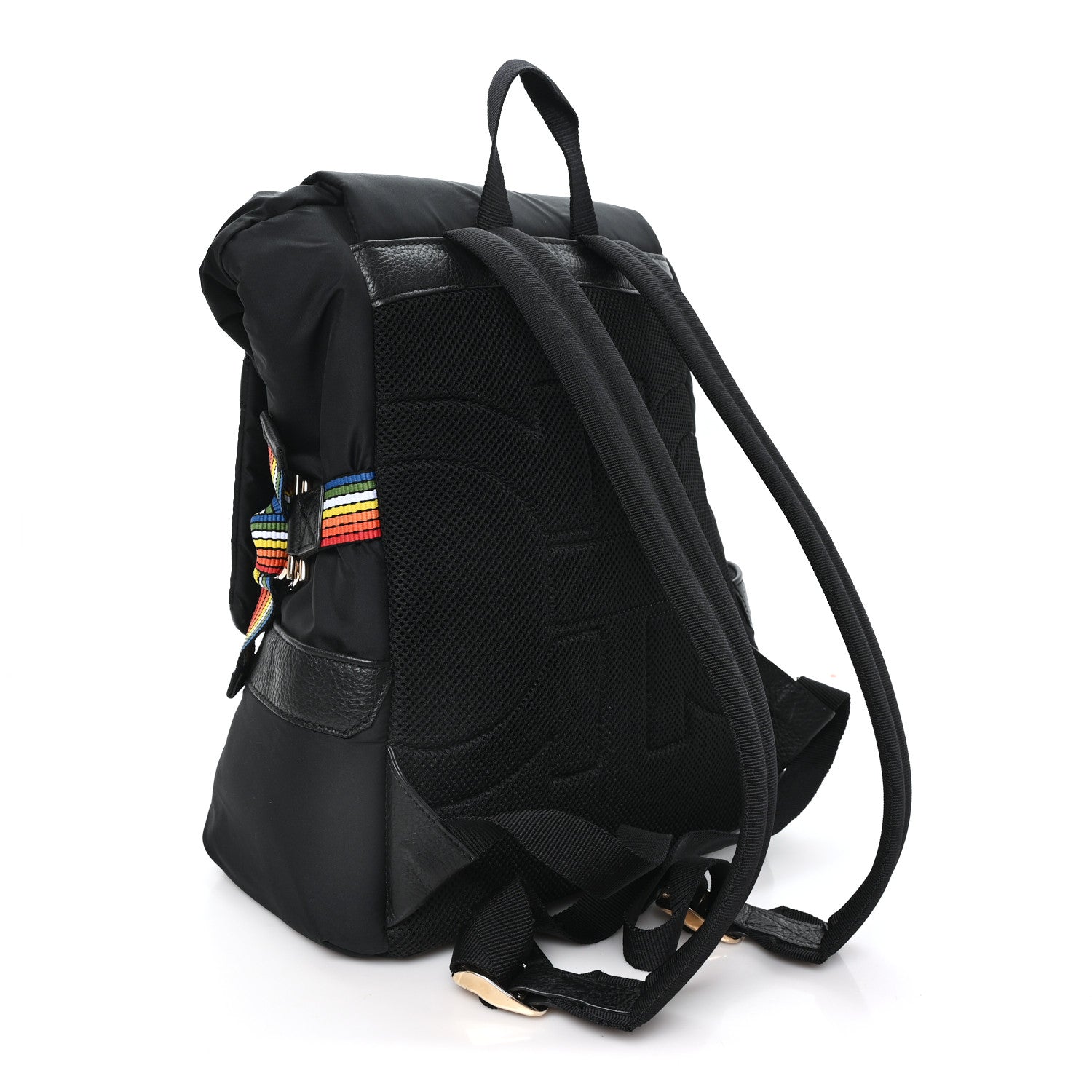 Salvatore Ferragamo Nylon Calfskin Gancio Backpack Black Multicolor 2 of 8