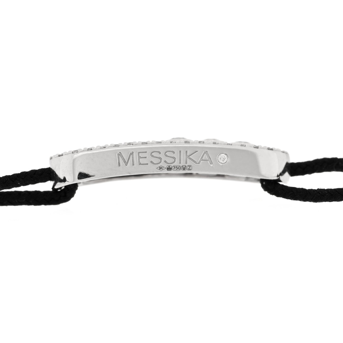 18K White Gold Diamond Move Pave Cord Bracelet Black