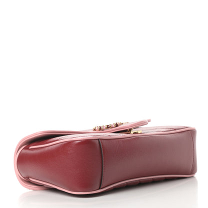 Gucci Azalea Calfskin Enamel Matelasse Diagonal Small Torchon GG Marmont Shoulder Bag New Cherry Red Wild Rose 4 of 11