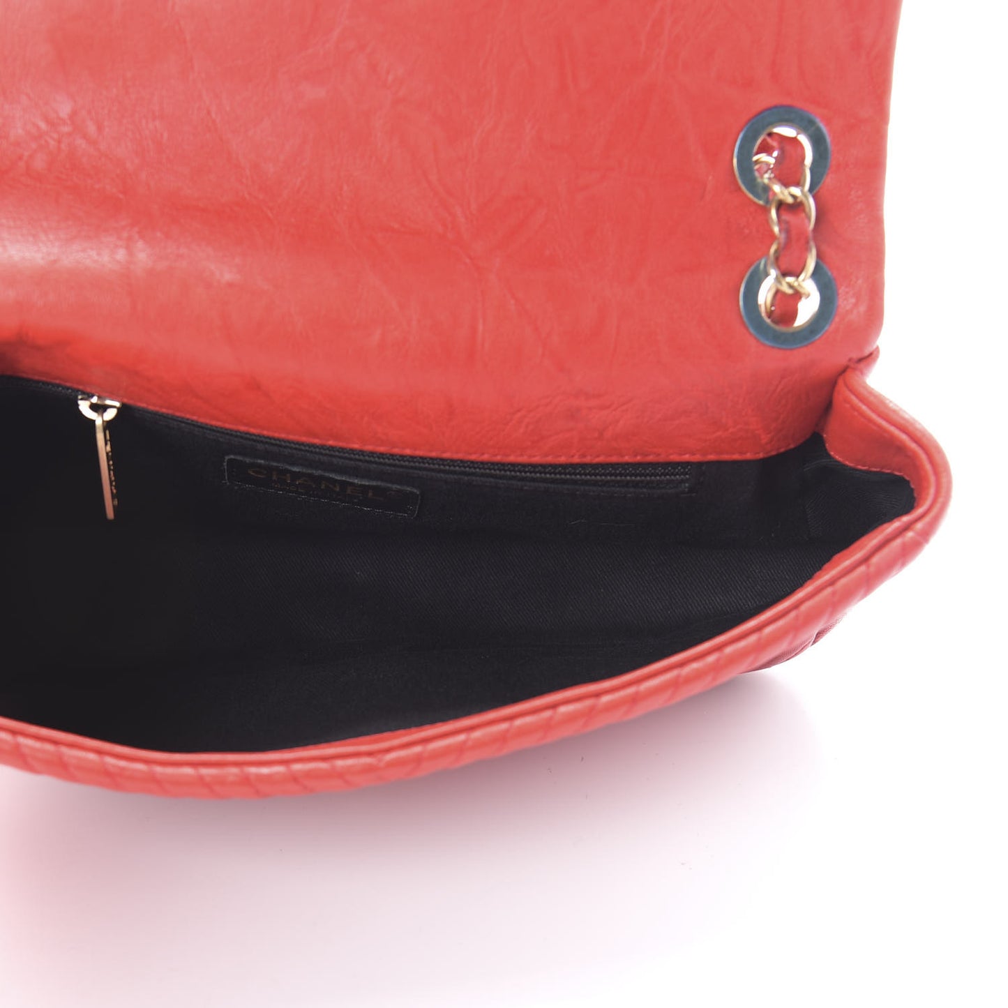 Calfskin Surpique Chevron Medium Flap Red