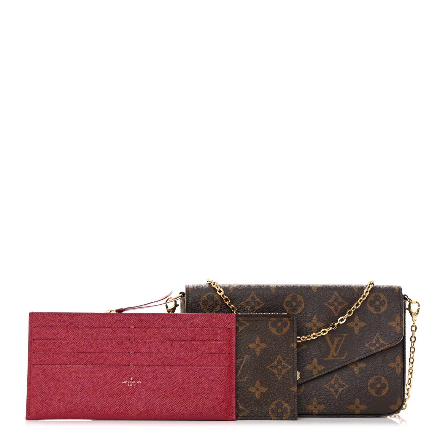 Louis Vuitton Monogram Pochette Felicie Chain Wallet Fuchsia 1 of 18