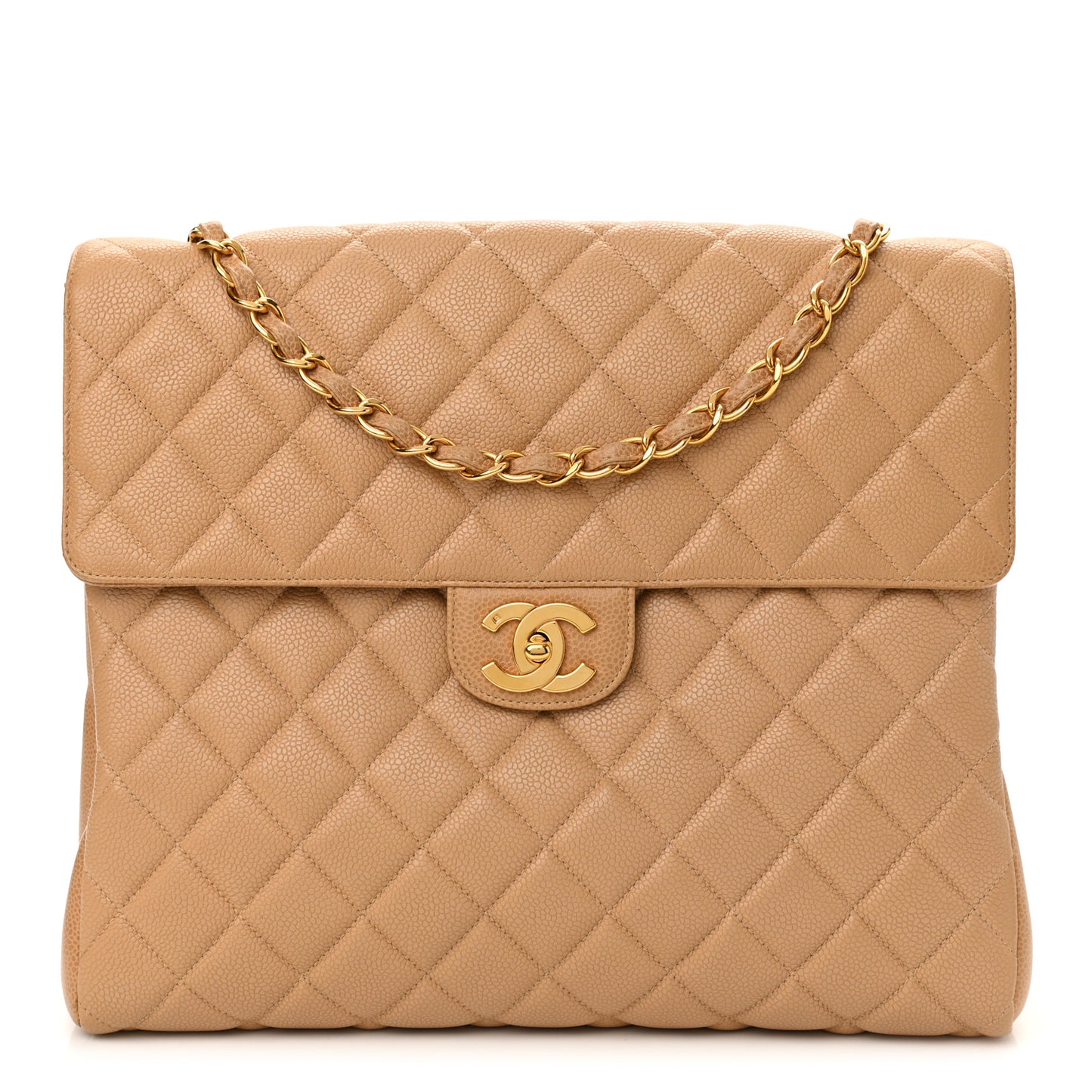 Caviar Jumbo Single Flap Beige