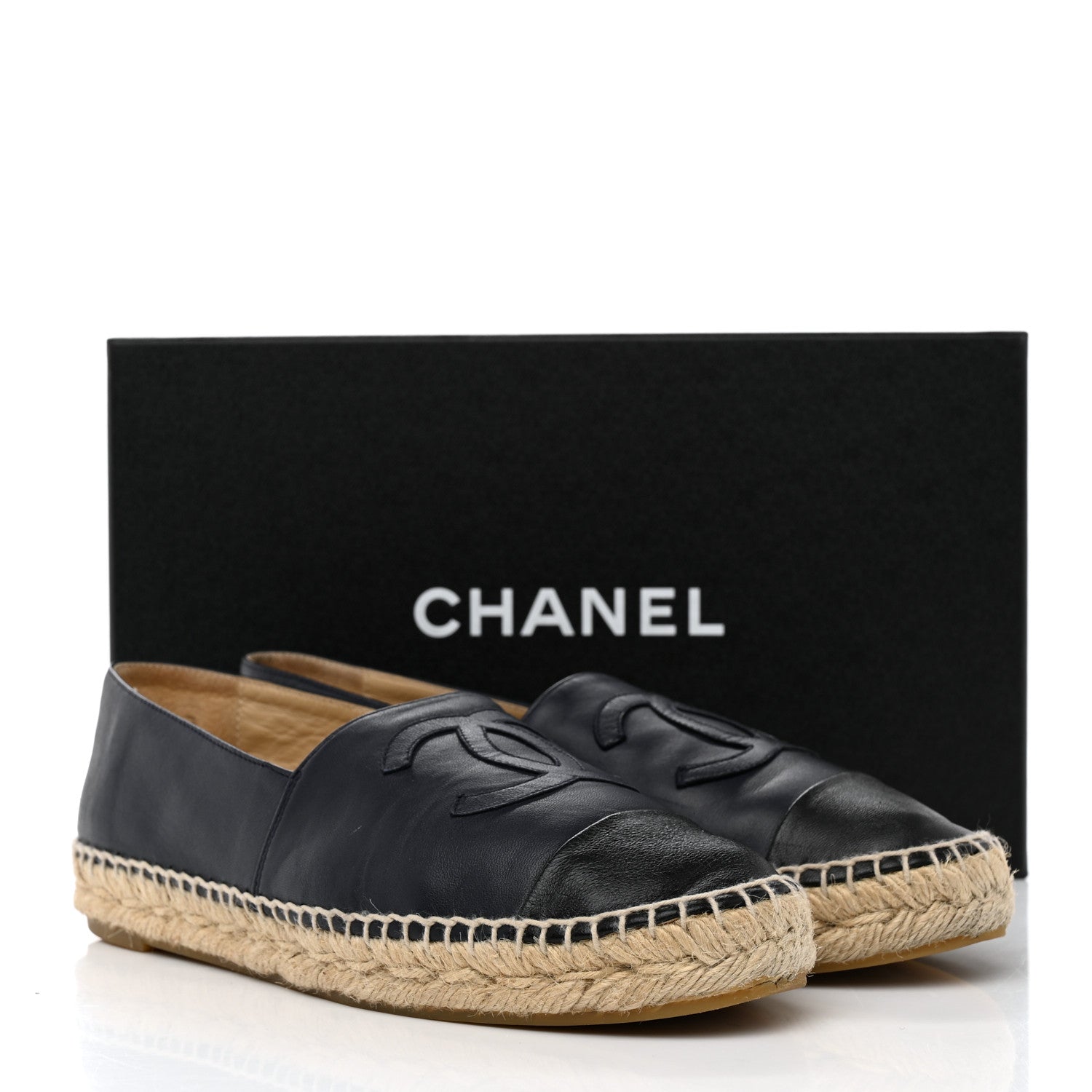 Chanel Lambskin CC Espadrilles 38 Navy Black 9 of 9