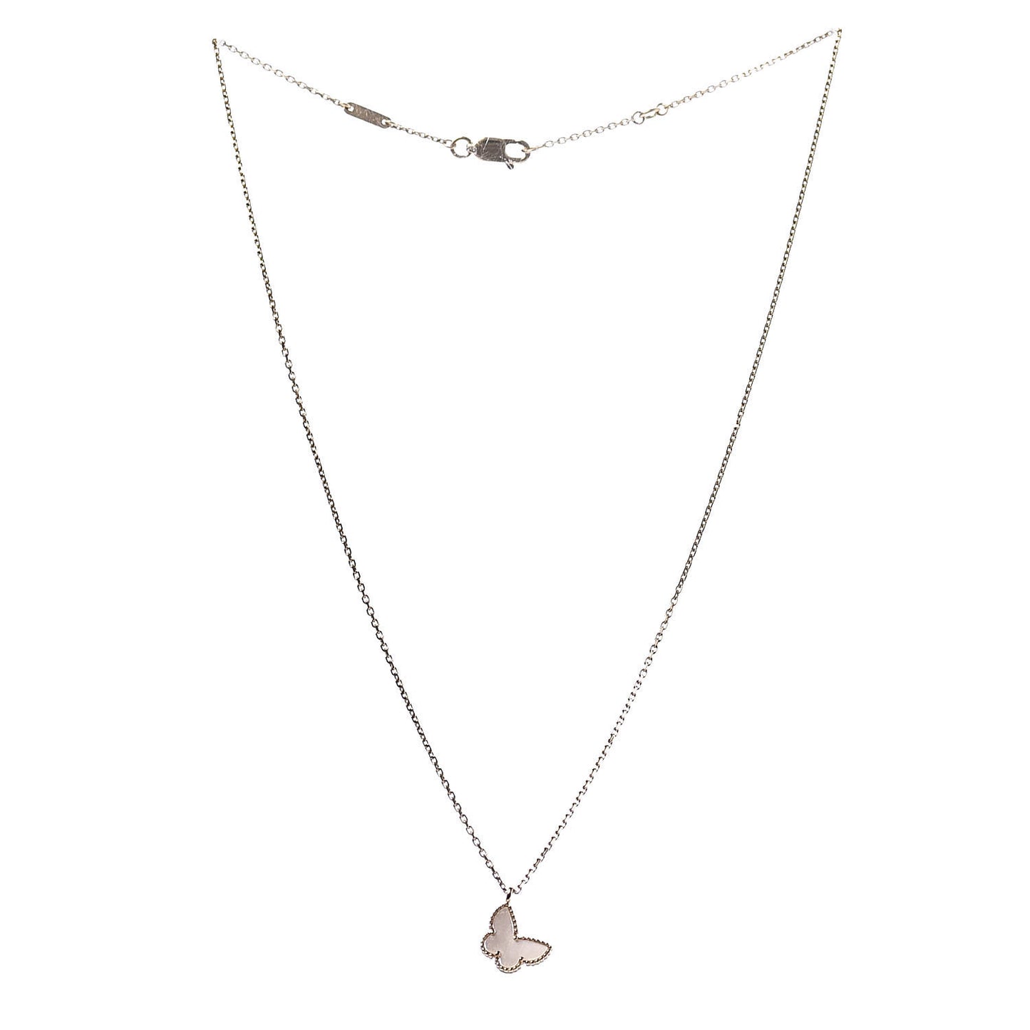 18K Yellow Gold Mother of Pearl Sweet Alhambra Butterfly Pendant Necklace