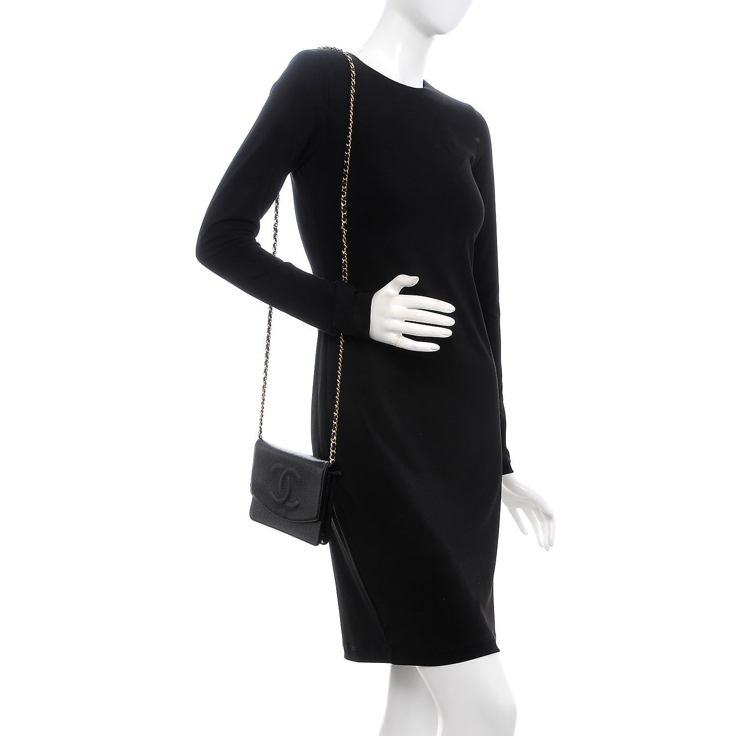 Chanel Caviar Timeless CC Wallet On Chain WOC Black 2 of 9