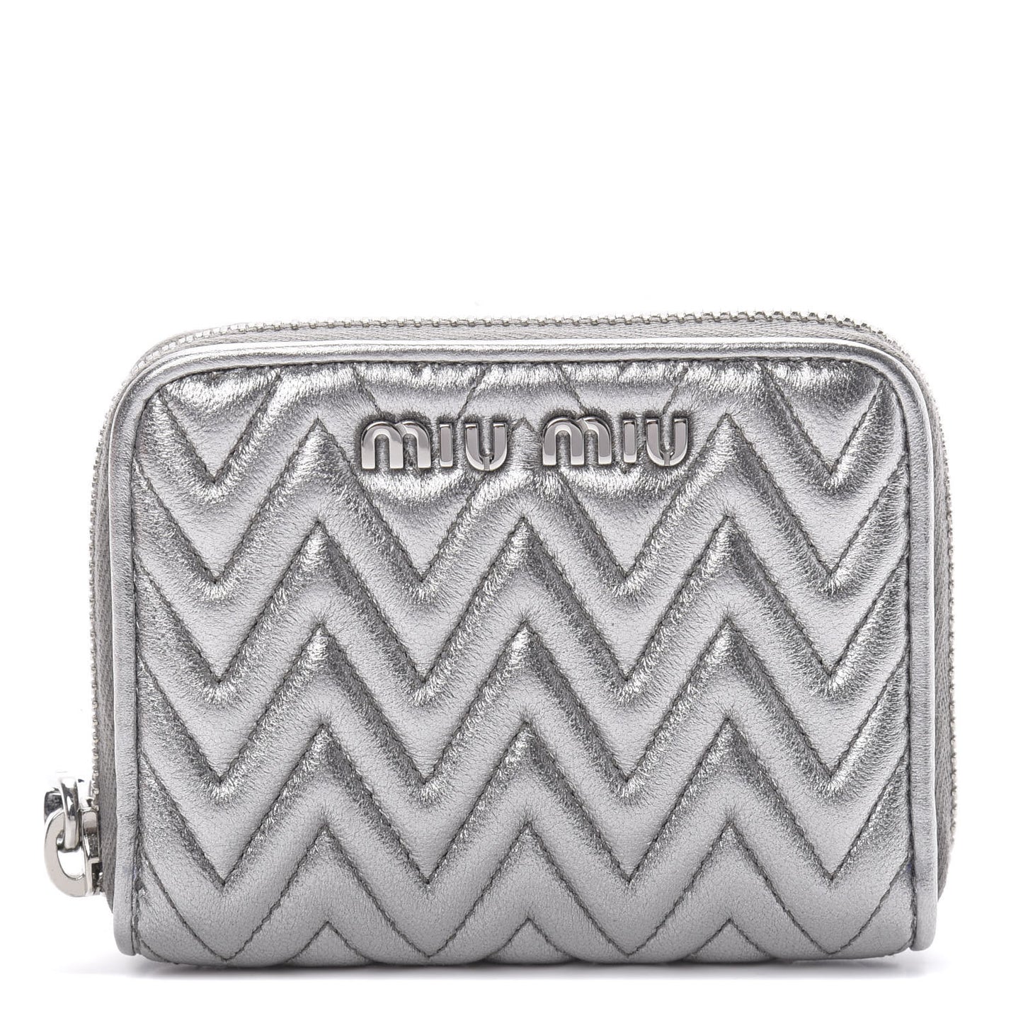 Metallic Nappa Impunture Zip Around Compact Wallet Chromo