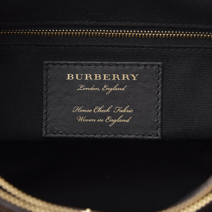 Burberry Grainy Calfskin House Check Medium Banner Tote Dark Sand 6 of 10