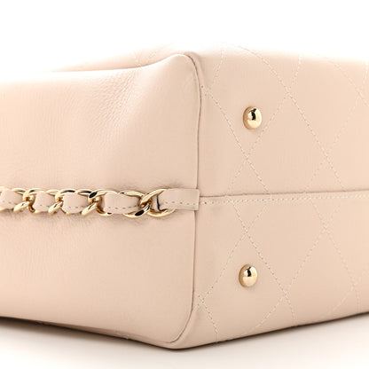 Chanel Bullskin Stitched Small Shopping Bag Beige 9 of 10