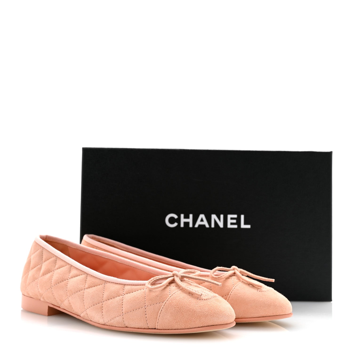 Chanel Suede Kidskin Quilted Cap Toe CC Ballerina Flats 38.5 Light Orange 10 of 10