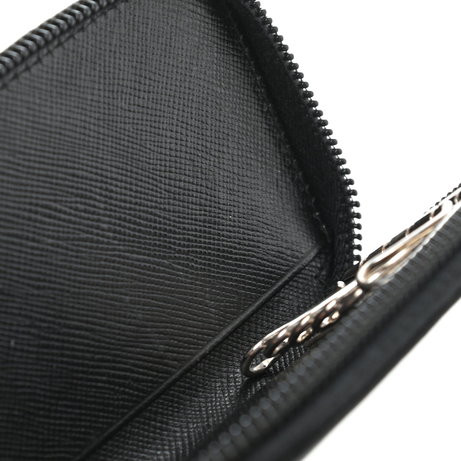 Prada Saffiano Zip Around Key Holder Black 10 of 12