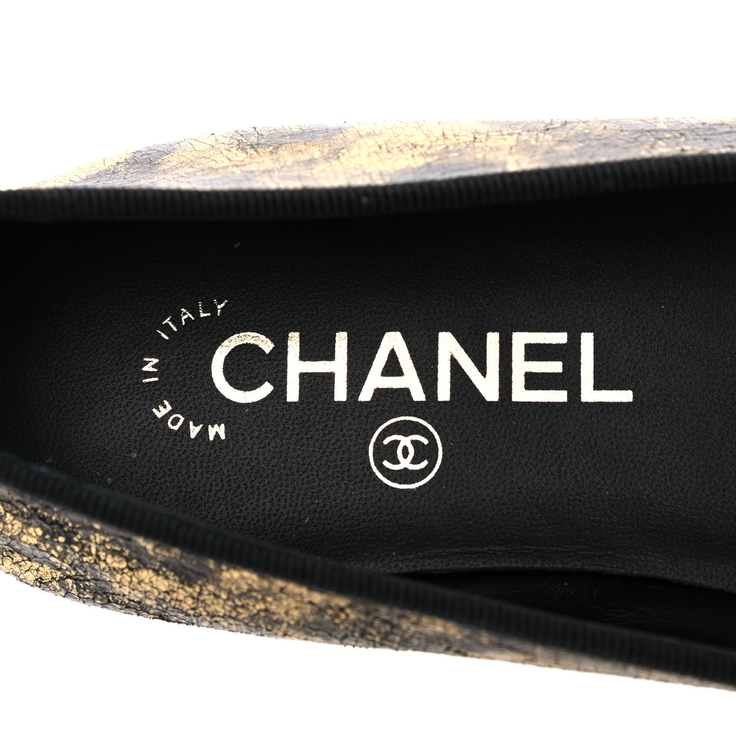 Chanel Laminated Goatskin Cap Toe CC Ballerina Flats 39 Gold 7 of 9