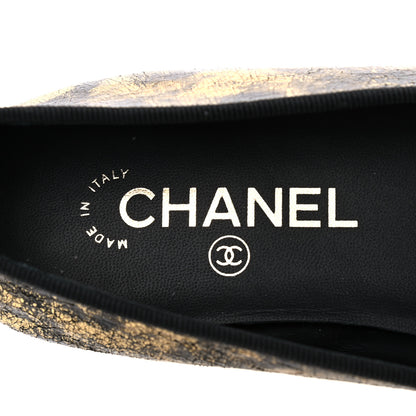 Chanel Laminated Goatskin Cap Toe CC Ballerina Flats 39 Gold 7 of 9