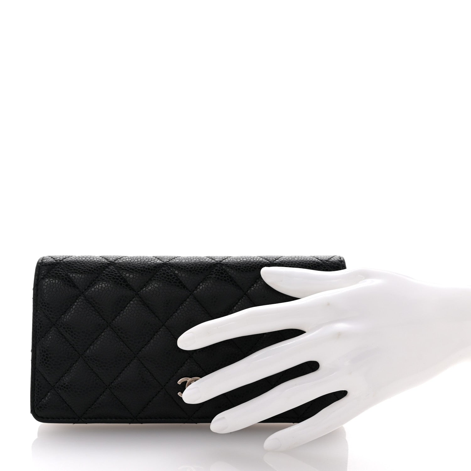 Chanel Caviar Quilted Yen Wallet Black 2 of 8