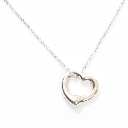Tiffany Sterling Silver 16mm Elsa Peretti Open Heart Pendant Necklace 1 of 5