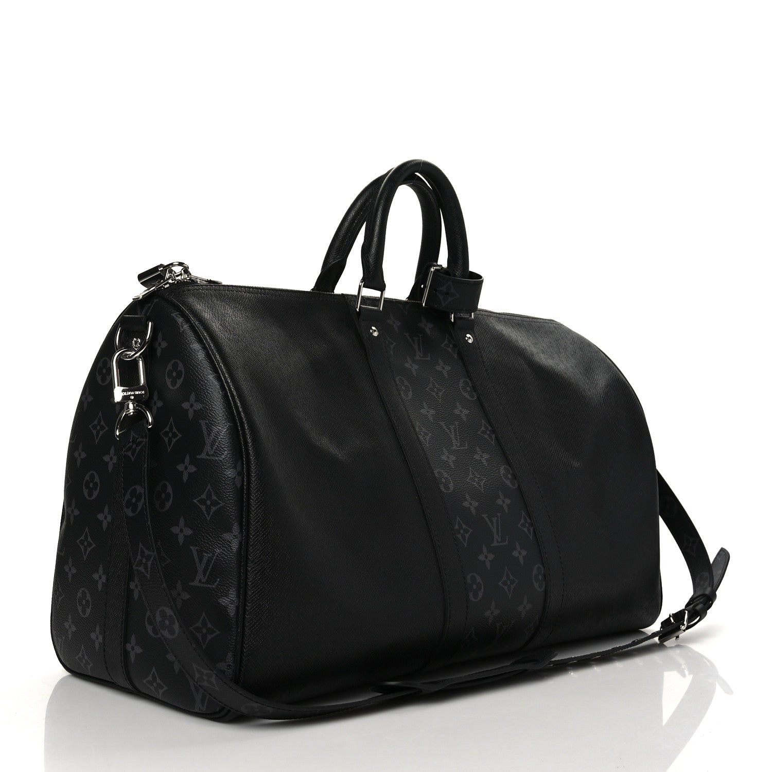 Louis Vuitton Taiga Monogram Eclipse Keepall Bandouliere 50 Black 3 of 10