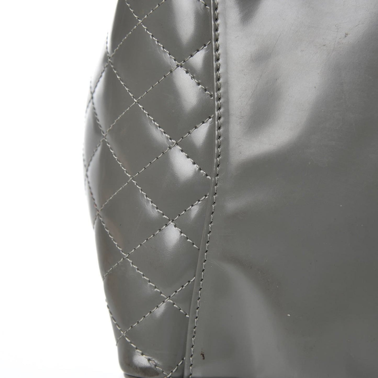 Glazed Calfskin Mademoiselle Lock Kelly Flap Bag Grey