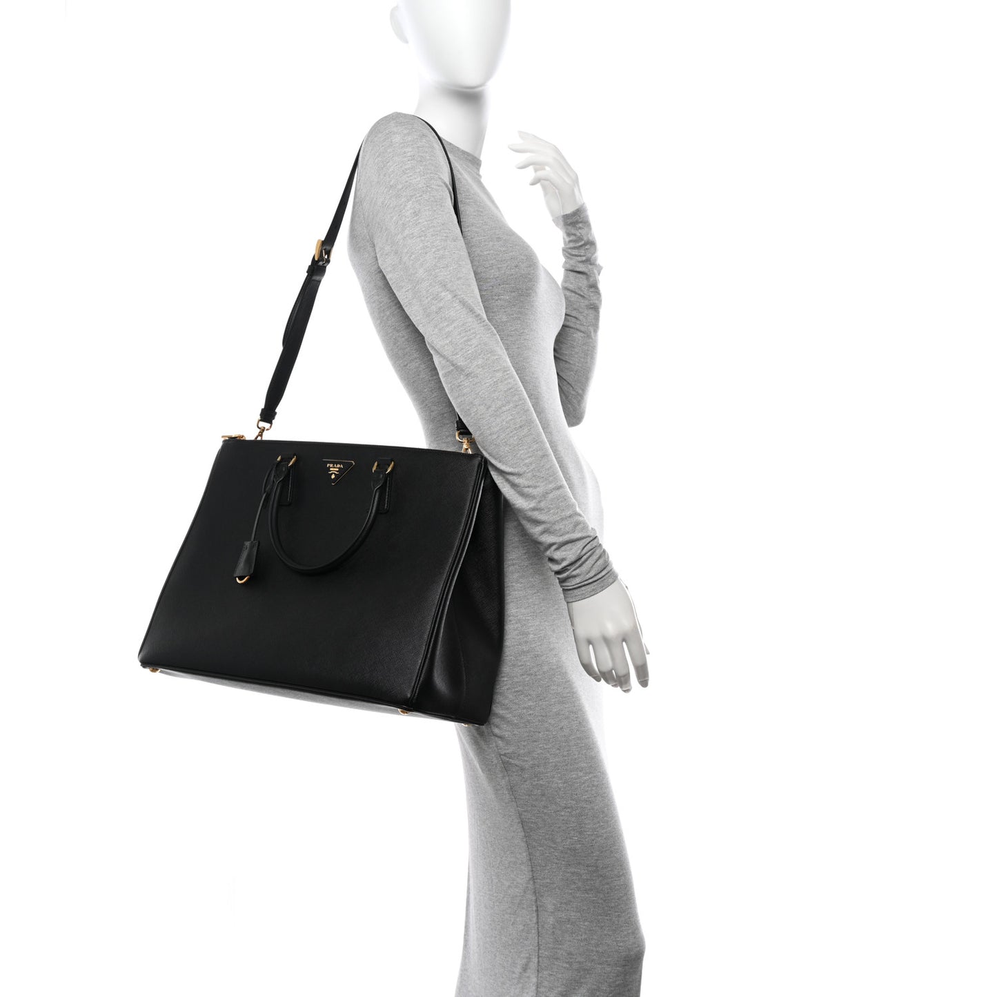Saffiano Lux Extra Large Galleria Double Zip Tote Black