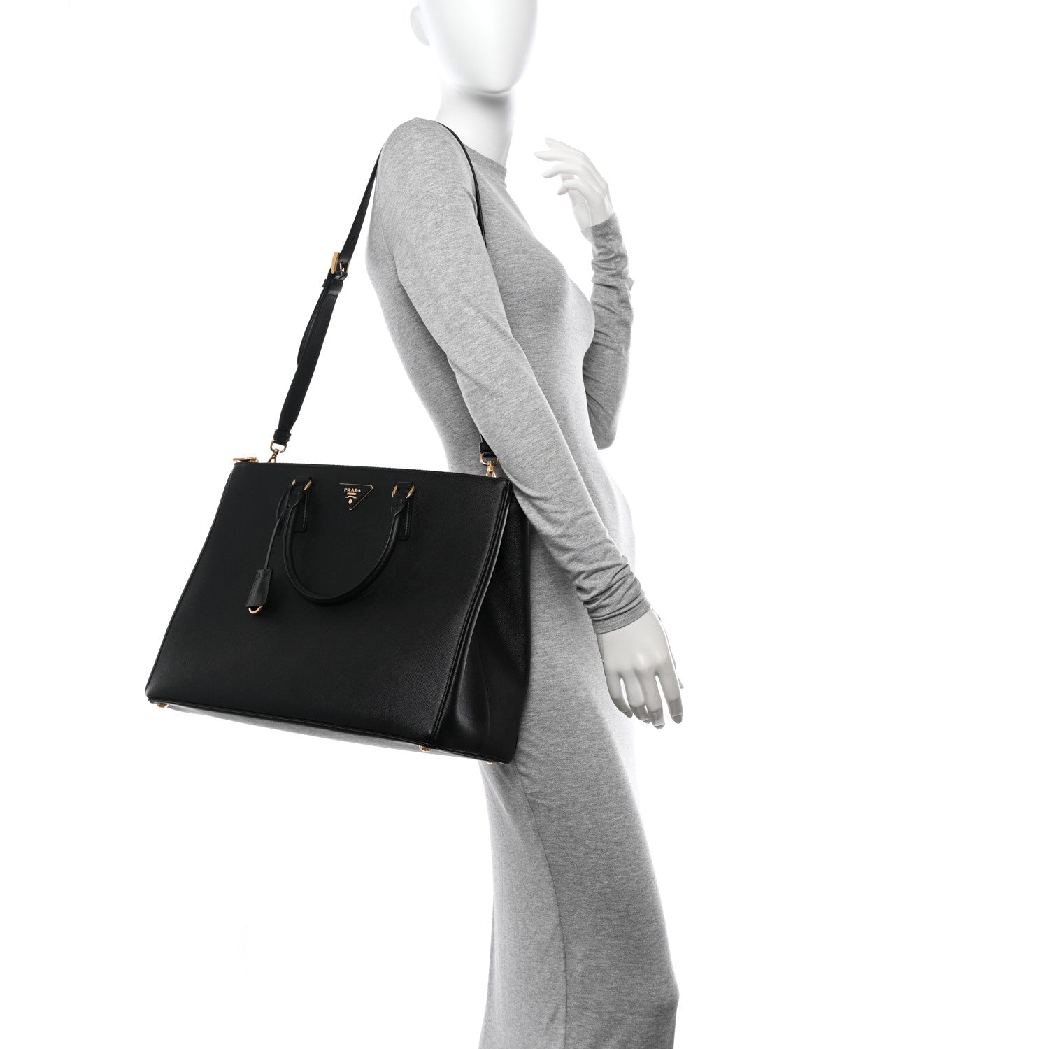 Prada Saffiano Lux Extra Large Galleria Double Zip Tote Black 2 of 9