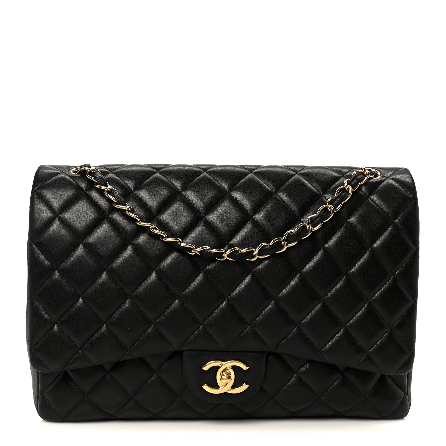 Chanel Lambskin Quilted Maxi Double Flap Black 1 of 10
