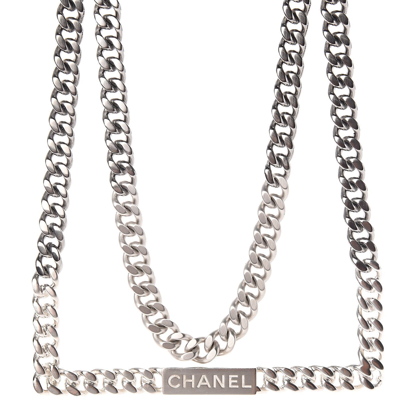 Oversized Chain Logo Short Necklace Silver