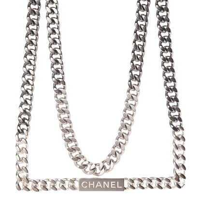 Chanel Oversized Chain Logo Short Necklace Silver 1 of 5