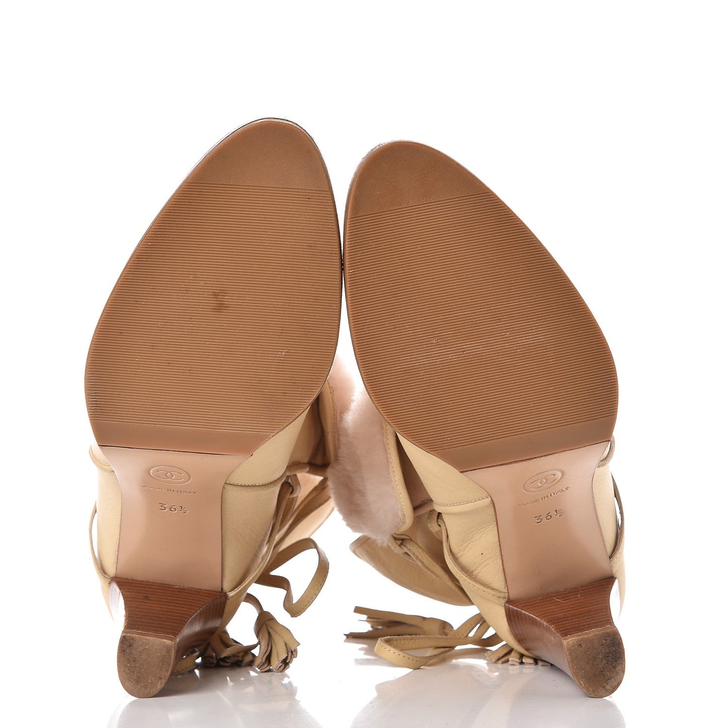 Lambskin Fur Tassel Booties 36.5 Beige