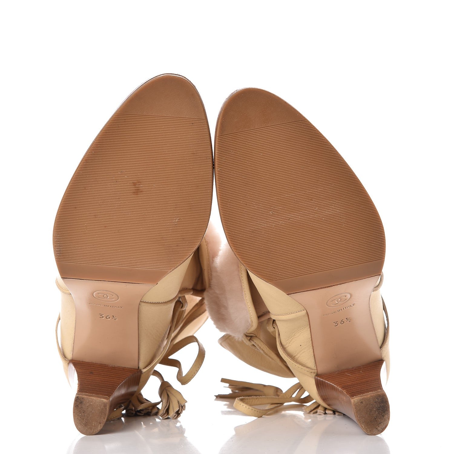 Chanel Lambskin Fur Tassel Booties 36.5 Beige 7 of 12