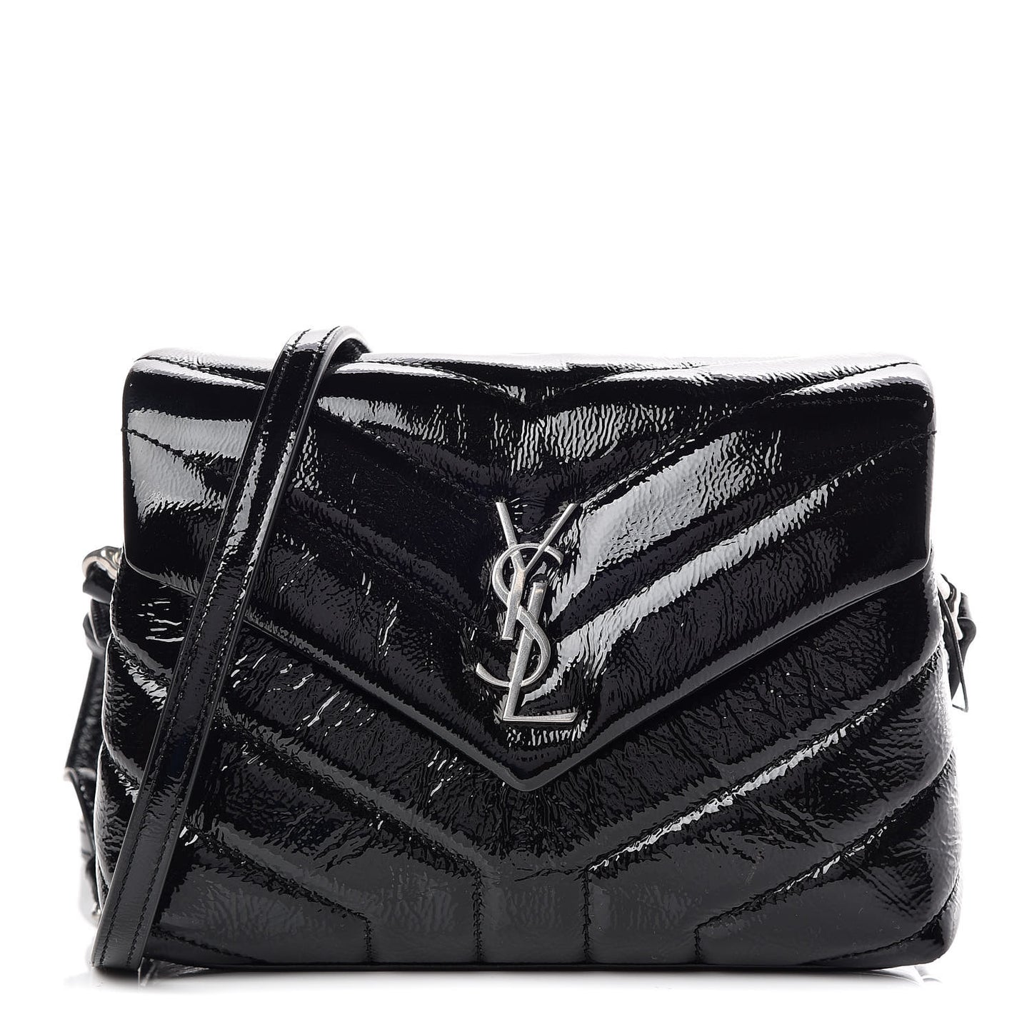 Patent Y Quilted Monogram Toy Loulou Crossbody Bag Black