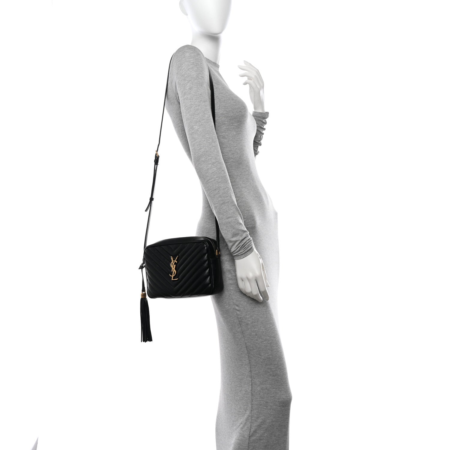 Saint Laurent Calfskin Matelasse Monogram Lou Camera Bag Black 2 of 18