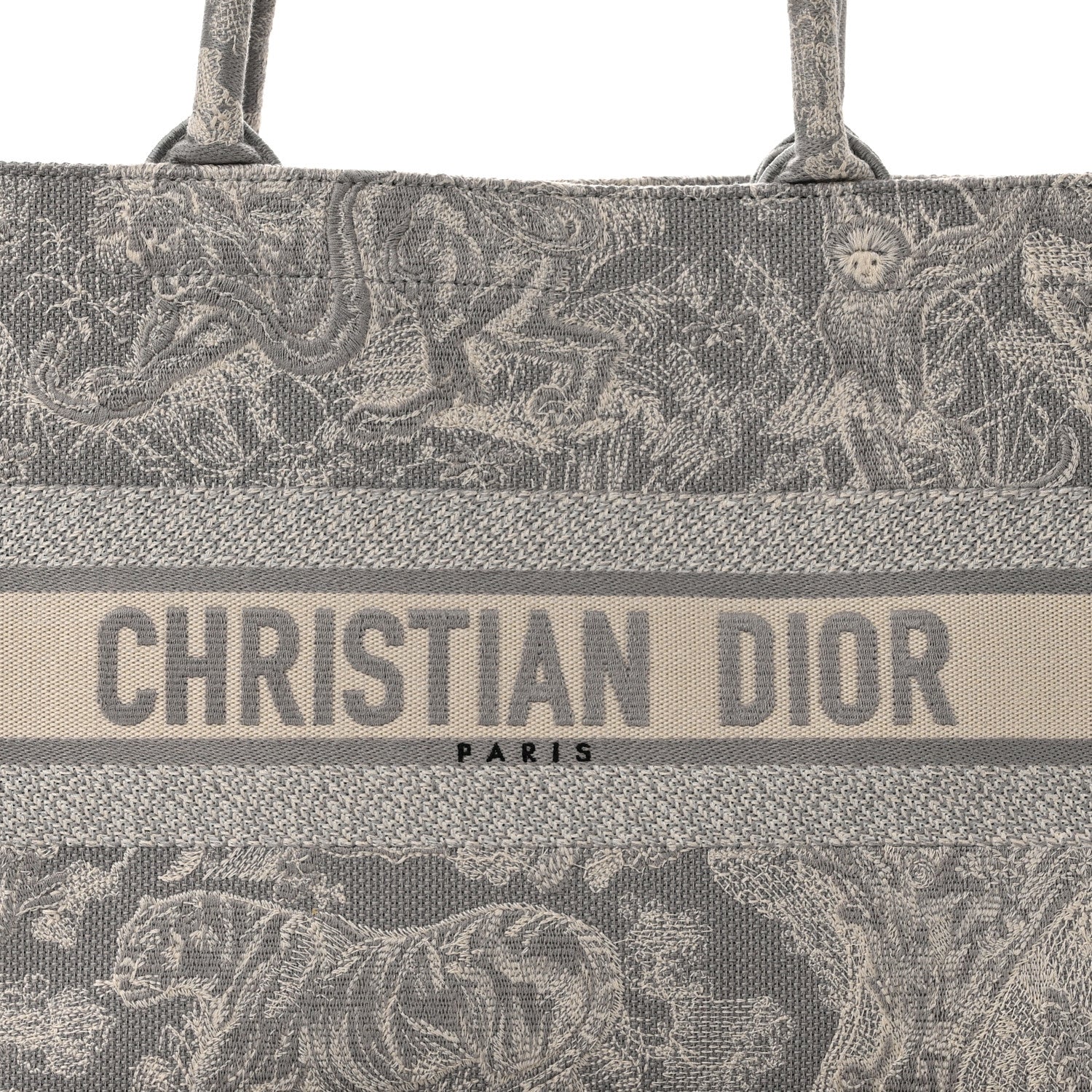 Christian Dior Canvas Embroidered Medium Dioriviera Toile De Jouy Reverse Book Tote Gray 8 of 11