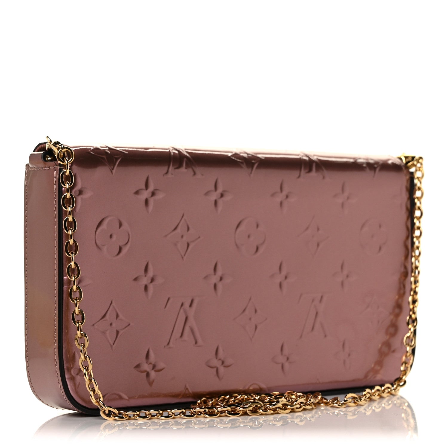 Louis Vuitton Vernis Pochette Felicie Chain Wallet Metallic Pale Pink 4 of 9