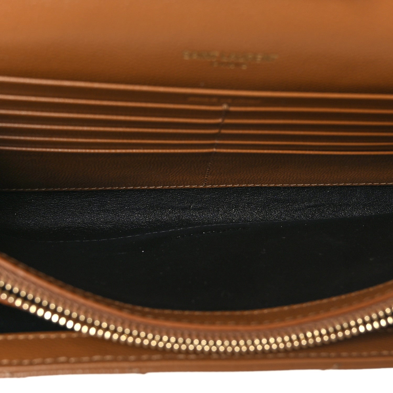 Saint Laurent Grain De Poudre Matelasse Monogram Chain Wallet Dark Natural 4 of 8