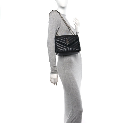 Saint Laurent Calfskin Y Quilted Monogram Small Loulou Chain Satchel Black 2 of 12