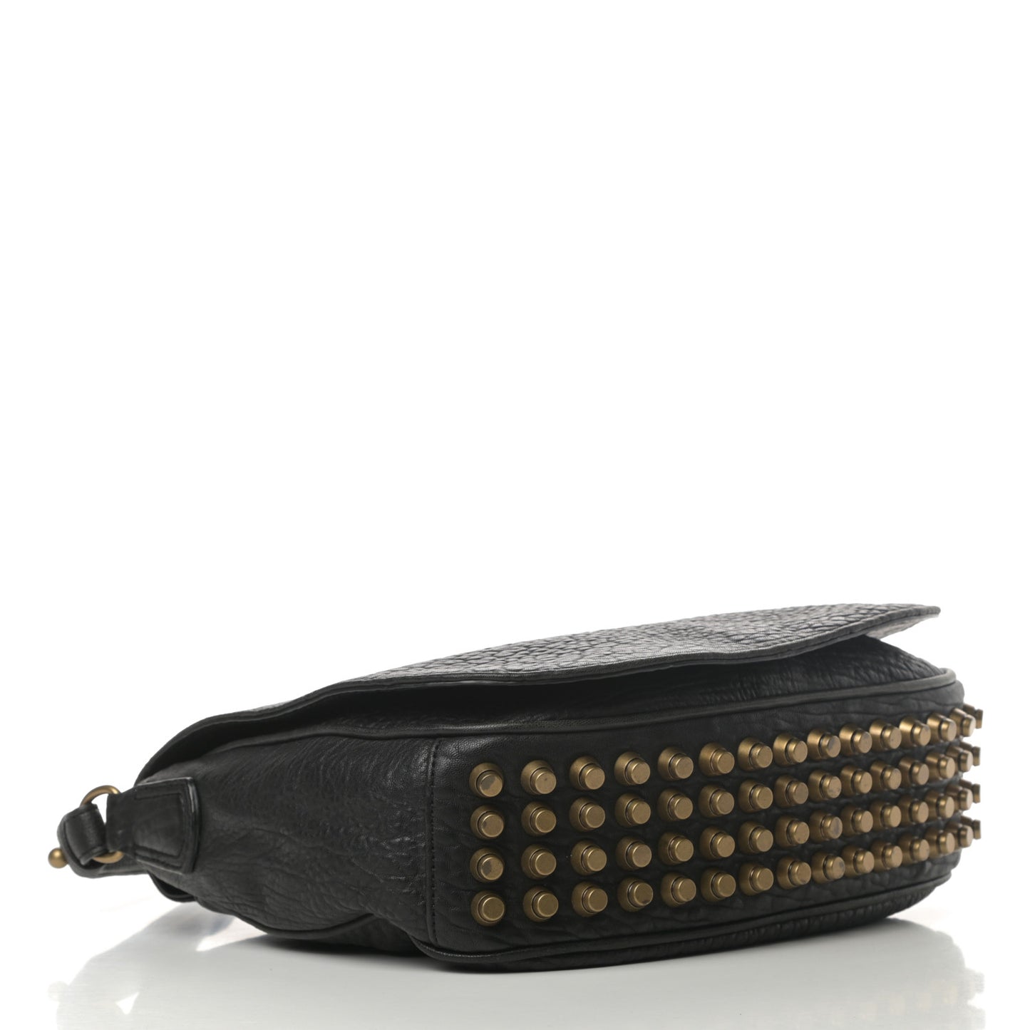 Pebbled Lambskin Lia Sling Black with Antique Brass Hardware