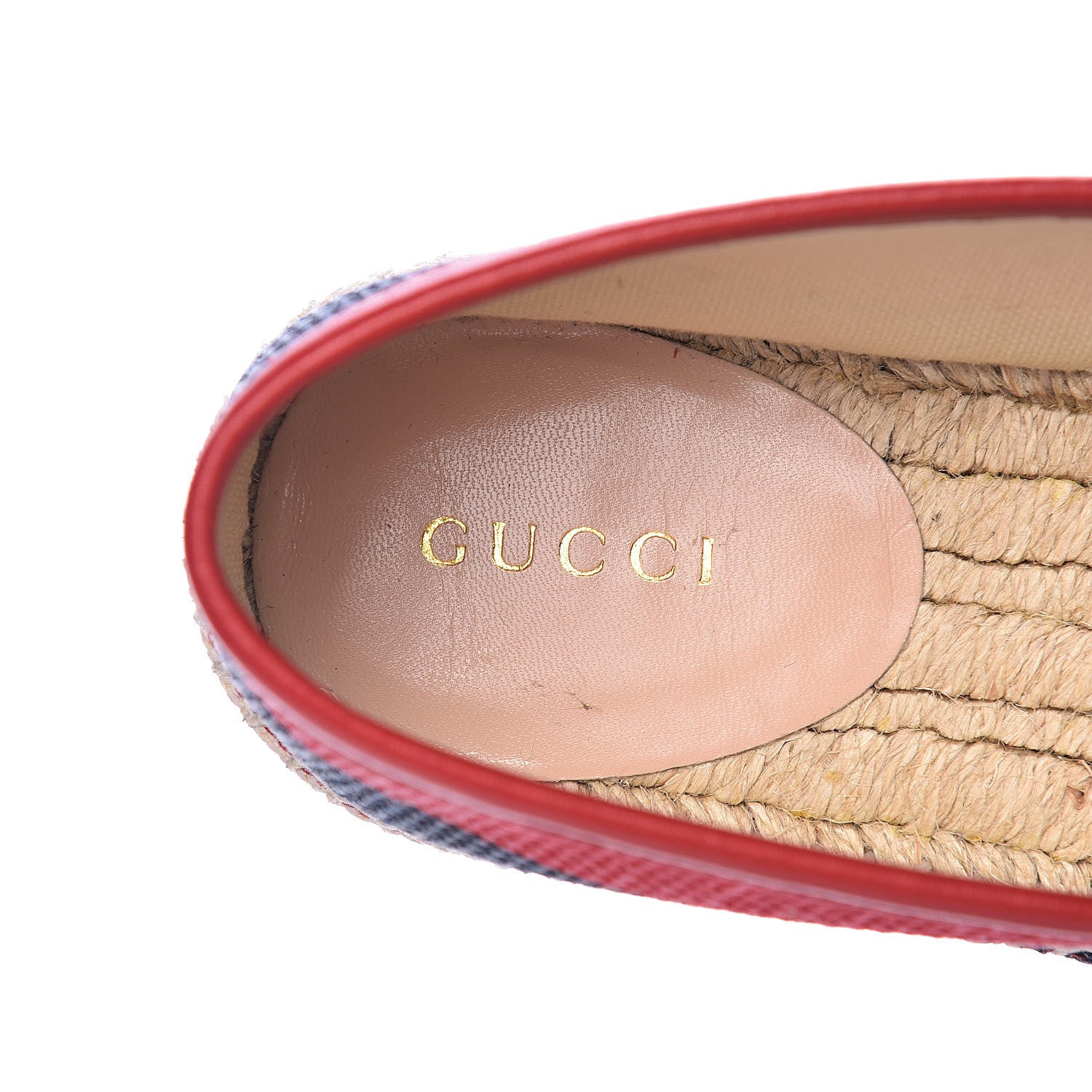 Gucci Canvas Sylvie Stripe Logo Womens Espadrilles 36 Mystic White Hibiscus Red Maritime 6 of 12