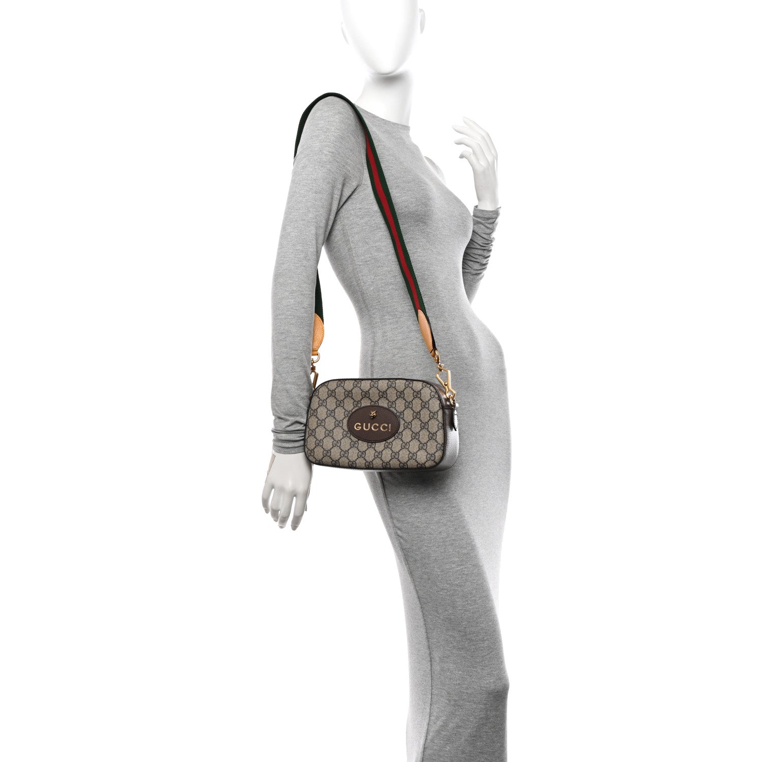 Gucci GG Supreme Monogram Web Neo Vintage Shoulder Bag Beige New Acero Crop 2 of 11